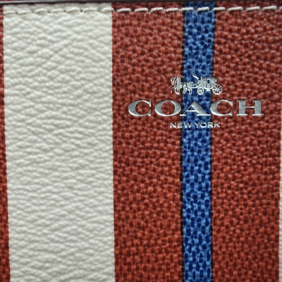 Coach Red and Blue Striped Wristlet NWT - Picture 4 of 7
